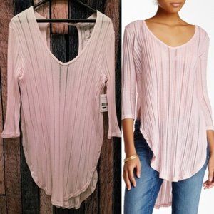 FP Light Pink Astoria Split Ribbed Top